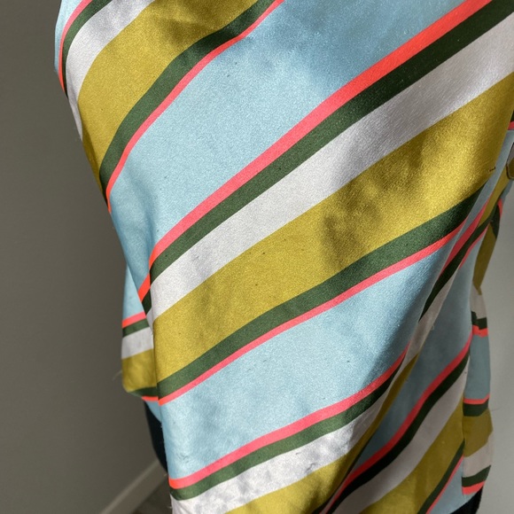 Victoria's Secret Size Small Silky Blouse Racerback Light Blue/Green/Coral - Picture 4 of 9